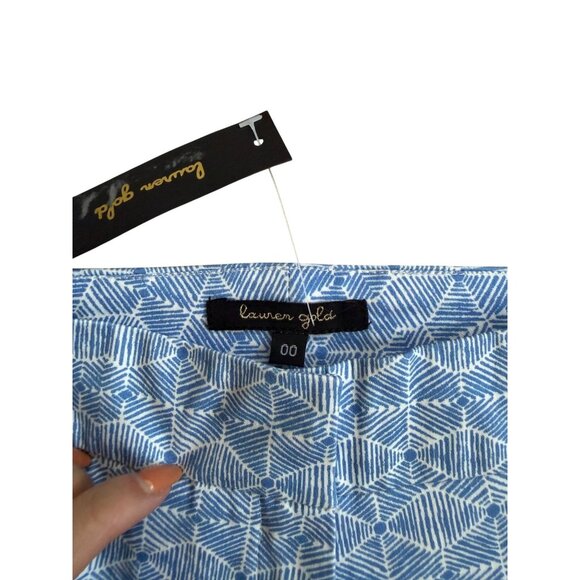 LAUREN GOLD Blue White Patterned Shorts Size 00 NEW NWT - Picture 8 of 11